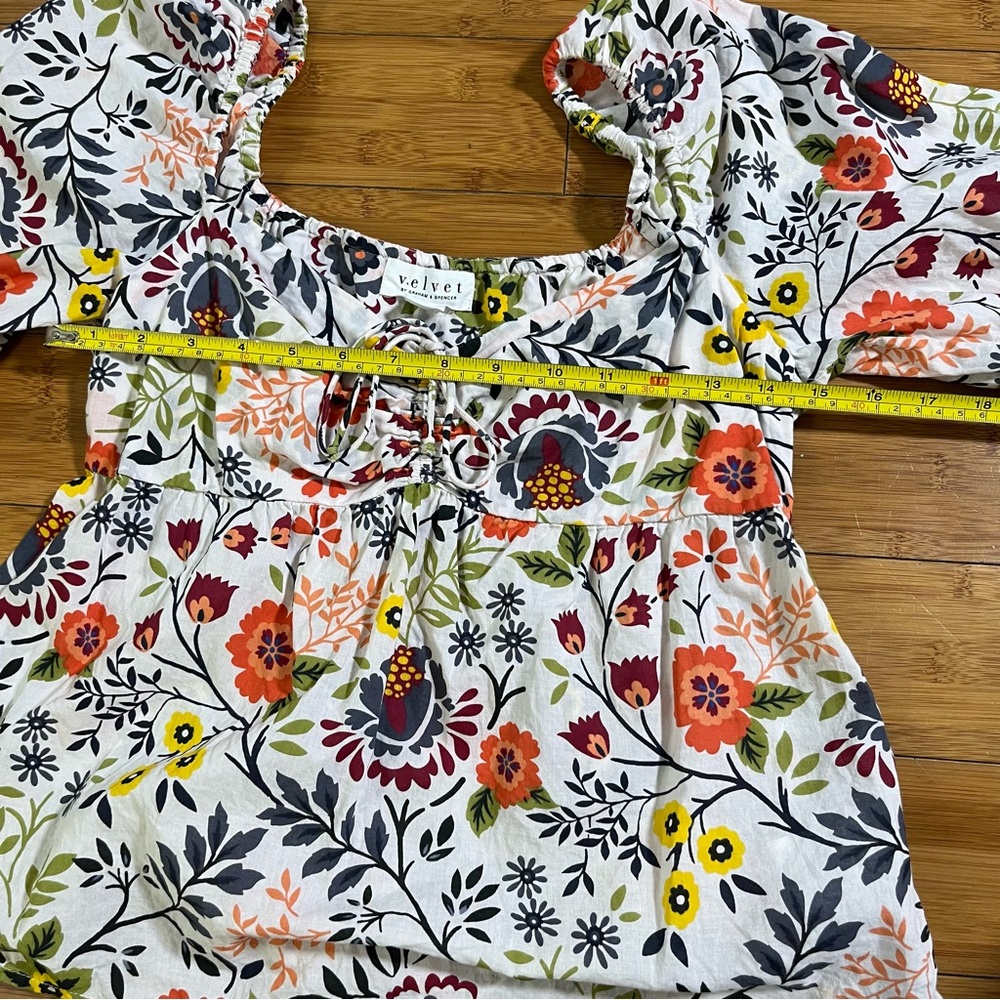 Velvet by Graham & Spencer Stass Floral Multicolor Floral Cotton Babydoll Blouse - Picture 13 of 13